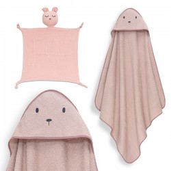 Interbaby Bear Σετ Μπουρνούζι & Πανάκι Παρηγοριάς Μουσελίνας Dark Pink