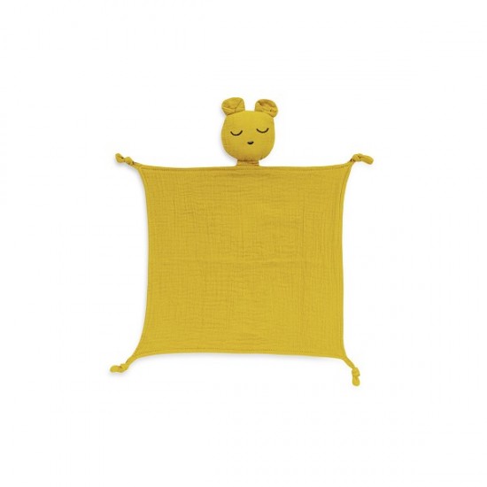 Interbaby Bear Σετ Μπουρνούζι & Πανάκι Παρηγοριάς Μουσελίνας White-Yellow