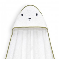 Interbaby Bear Σετ Μπουρνούζι & Πανάκι Παρηγοριάς Μουσελίνας White-Green