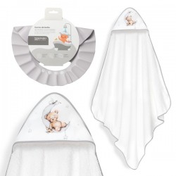 Interbaby Bear Μπουρνούζι Κάπα & Καπέλο Μπάνιου White-Grey