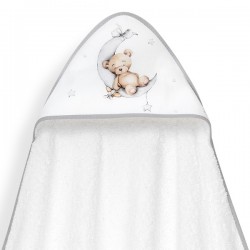 Interbaby Bear Μπουρνούζι Κάπα & Καπέλο Μπάνιου White-Grey