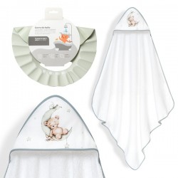 Interbaby Bear Μπουρνούζι Κάπα & Καπέλο Μπάνιου White-Green