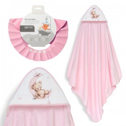 Interbaby Bear Μπουρνούζι Κάπα & Καπέλο Μπάνιου White-Pink