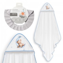 Interbaby Bear Μπουρνούζι Κάπα & Καπέλο Μπάνιου White-Blue