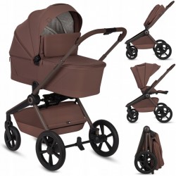 Lionelo Freya Καρότσι Βρεφικό 3 σε 1 έως 22kg με αναδιπλούμενο Πορτ-Μπεμπέ Brown Chocolate