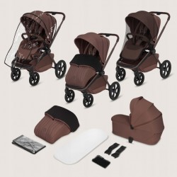Lionelo Freya Καρότσι Βρεφικό 3 σε 1 έως 22kg με αναδιπλούμενο Πορτ-Μπεμπέ Brown Chocolate