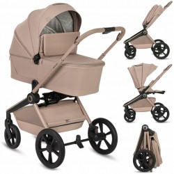 Lionelo Freya Καρότσι Βρεφικό 3 σε 1 έως 22kg με αναδιπλούμενο Πορτ-Μπεμπέ Beige Sand