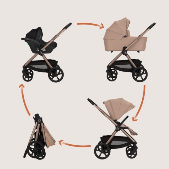 Lionelo Carmine Καρότσι Βρεφικό 3 σε 1 έως 22kg Beige Sand