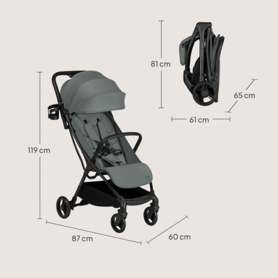Lionelo Agia Auto Fold Καρότσι Ταξιδίου έως 22kg Green Sage