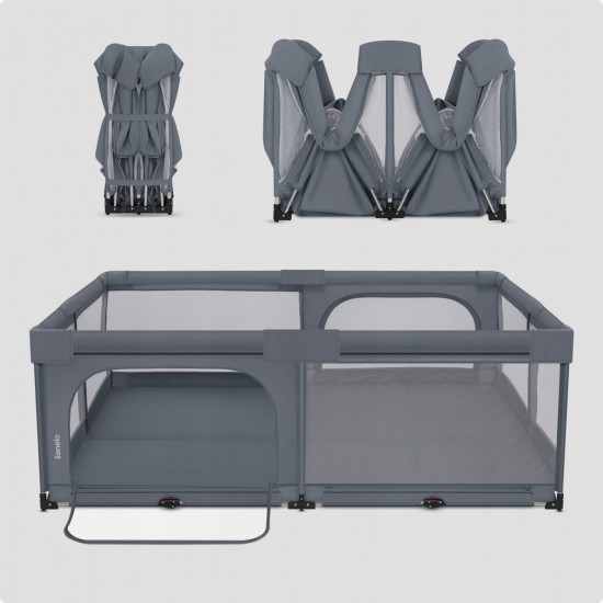 Lionelo Florence XL Easy Fold Πάρκο 180X200cm Gray Stone