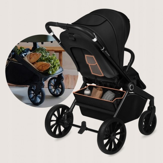 Lionelo Mika Plus Καρότσι Βρεφικό με Αναστροφή έως 22 kg Black Onyx