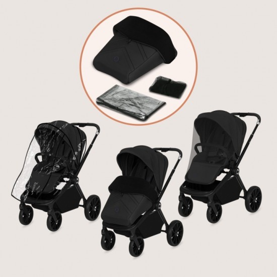 Lionelo Mika Plus Καρότσι Βρεφικό με Αναστροφή έως 22 kg Black Onyx