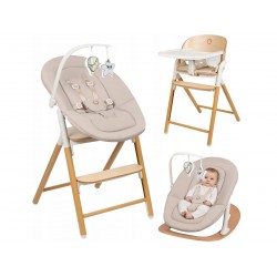 Lionelo Celia Set Ρηλάξ & Καρεκλάκι φαγητού 4 σε 1 White Natural Wood