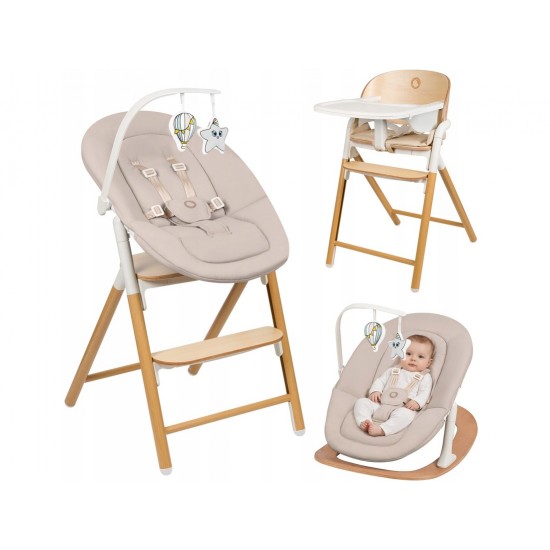 Lionelo Celia Set Ρηλάξ & Καρεκλάκι φαγητού 4 σε 1 White Natural Wood
