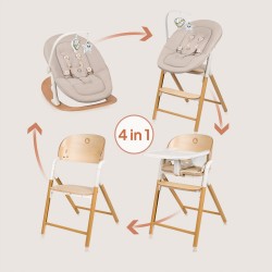 Lionelo Celia Set Ρηλάξ & Καρεκλάκι φαγητού 4 σε 1 White Natural Wood