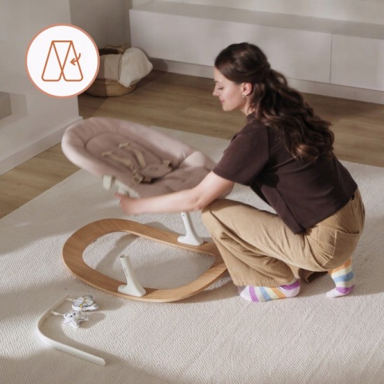 Lionelo Celia Set Ρηλάξ & Καρεκλάκι φαγητού 4 σε 1 White Natural Wood