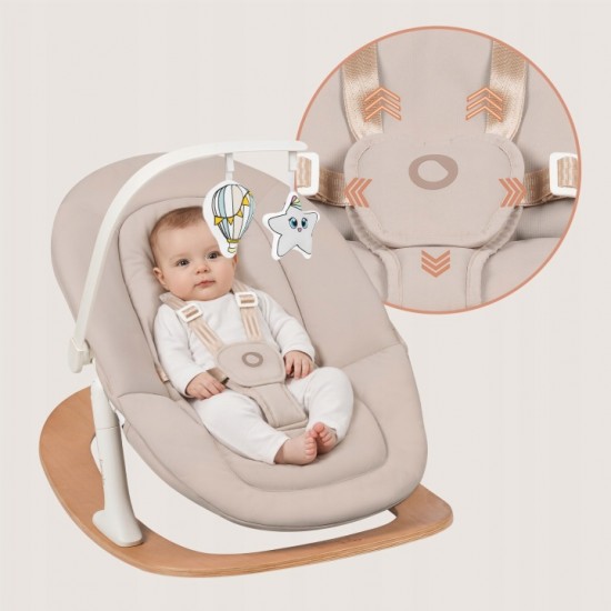 Lionelo Celia Set Ρηλάξ & Καρεκλάκι φαγητού 4 σε 1 White Natural Wood