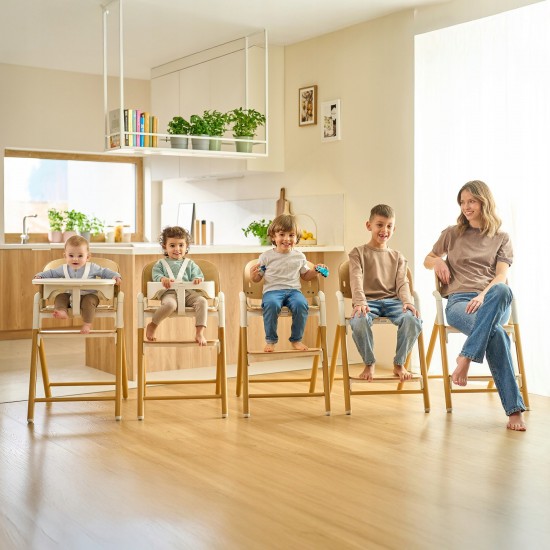 Lionelo Celia Set Ρηλάξ & Καρεκλάκι φαγητού 4 σε 1 White Natural Wood