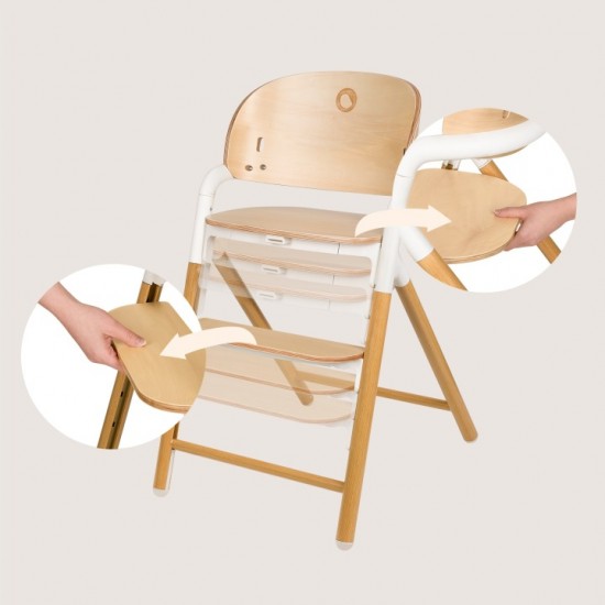 Lionelo Celia Set Ρηλάξ & Καρεκλάκι φαγητού 4 σε 1 White Natural Wood