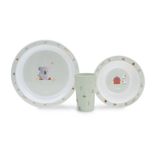 Interbaby Granja Koala Παιδικό Σετ Φαγητού 3 τεμ Green