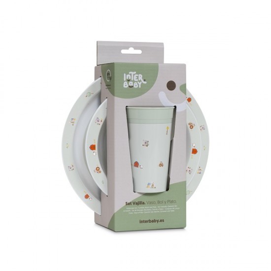 Interbaby Granja Koala Παιδικό Σετ Φαγητού 3 τεμ Green