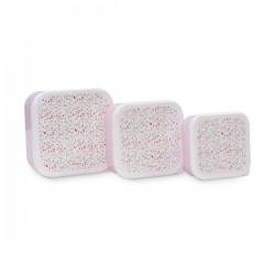 Interbaby Flowers Σετ 3 Δοχείων Φαγητού (Lunch Boxes) Pink