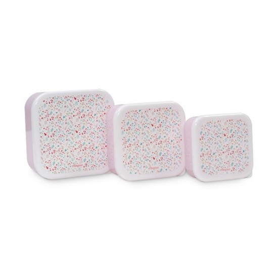 Interbaby Flowers Σετ 3 Δοχείων Φαγητού (Lunch Boxes) Pink