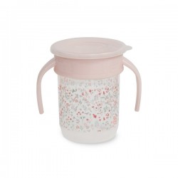 Interbaby Flowers Εκπαιδευτικό Ποτηράκι 360° κατά των Διαρροών 240ml Pink