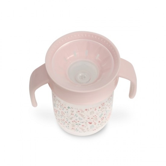 Interbaby Flowers Εκπαιδευτικό Ποτηράκι 360° κατά των Διαρροών 240ml Pink