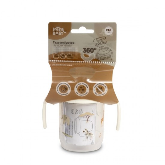 Interbaby Savana Εκπαιδευτικό Ποτηράκι 360° κατά των Διαρροών 240ml Μπεζ