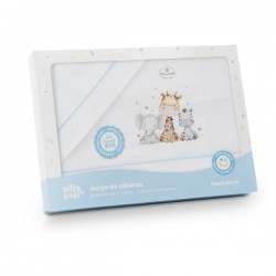 Ιnterbaby Jirafa Elefante Σεντόνια Λίκνου Σετ 3 Τεμ 50×80 Blue