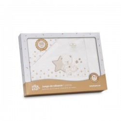 Ιnterbaby Oso Sentado Estrella Σεντόνια Λίκνου Σετ 3 Τεμ 50×80 Beige