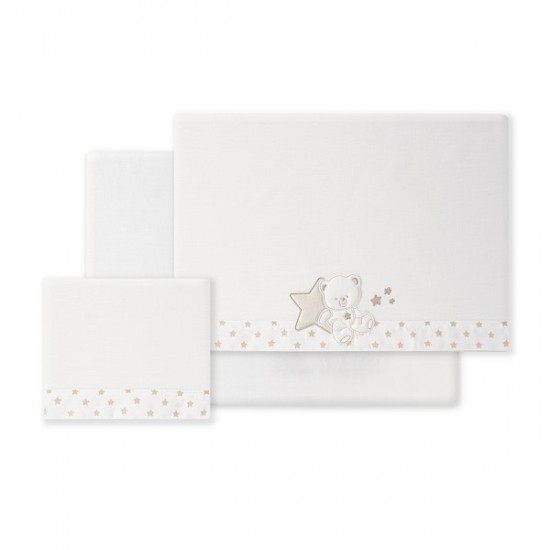 Ιnterbaby Oso Sentado Estrella Σεντόνια Λίκνου Σετ 3 Τεμ 50×80 Beige