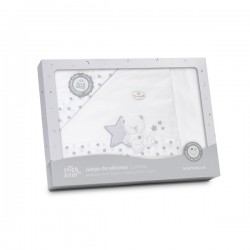 Ιnterbaby Oso Sentado Estrella Σεντόνια Λίκνου Σετ 3 Τεμ 50×80 Gray