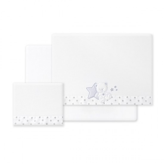 Ιnterbaby Oso Sentado Estrella Σεντόνια Λίκνου Σετ 3 Τεμ 50×80 Gray