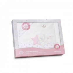 Ιnterbaby Oso Sentado Estrella Σεντόνια Λίκνου Σετ 3 Τεμ 50×80 Pink