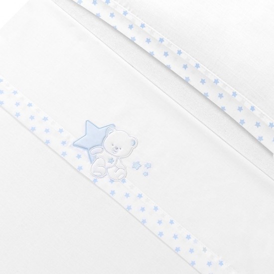 Ιnterbaby Oso Sentado Estrella Σεντόνια Λίκνου Σετ 3 Τεμ 50×80 Blue