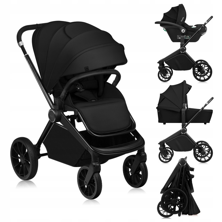 Lionelo Mika Plus Καρότσι Βρεφικό 3 σε 1 έως 22 kg Black Onyx